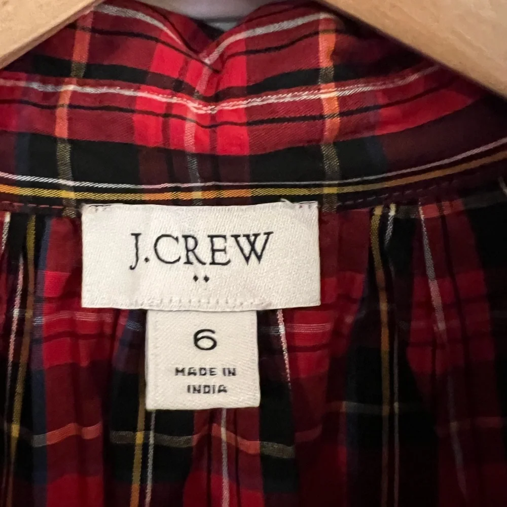 J.Crew Women’s Red Plaid Shirt Dress - Picture 3 of 7